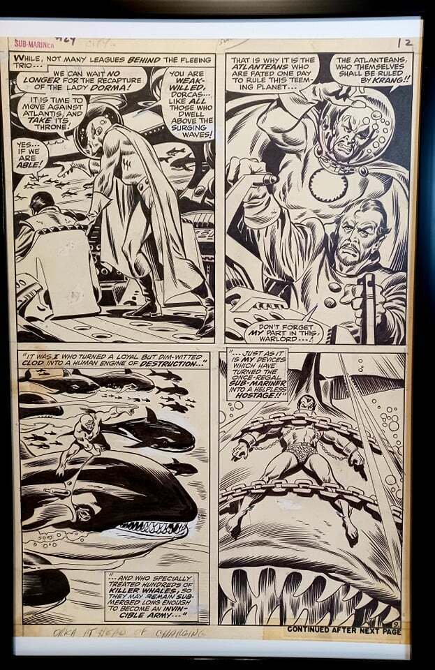 Sub-Mariner #24 pg. 9 by John Buscema 11x17 FRAMED Original Art Print Marvel Com