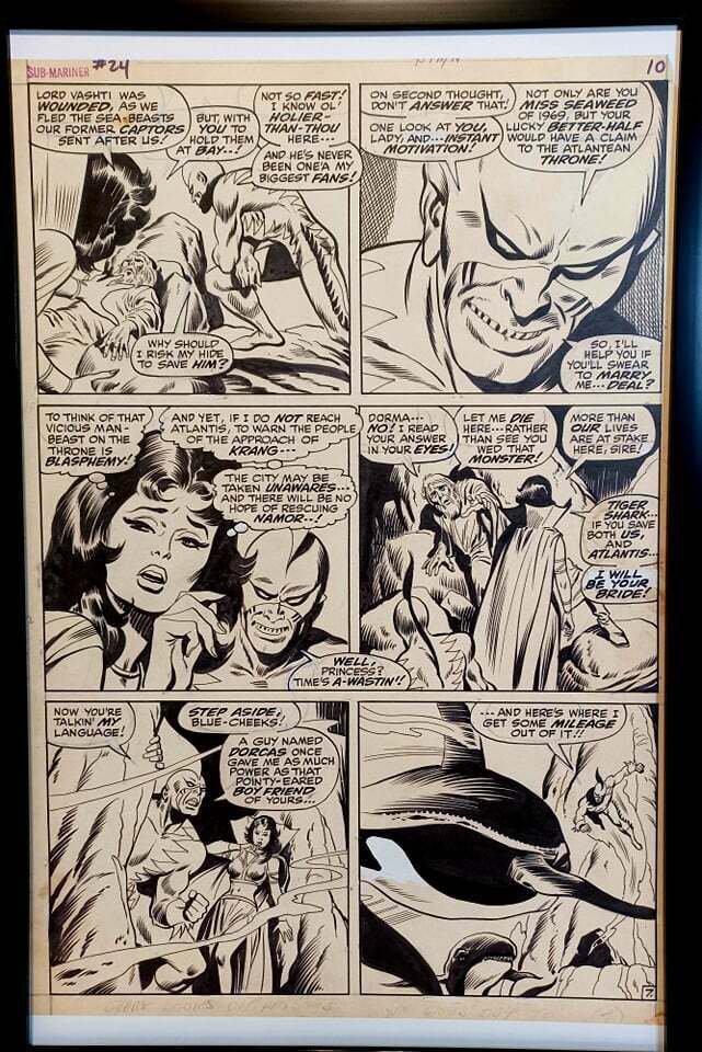 Sub-Mariner #24 pg. 7 by John Buscema 11x17 FRAMED Original Art Print Marvel Com
