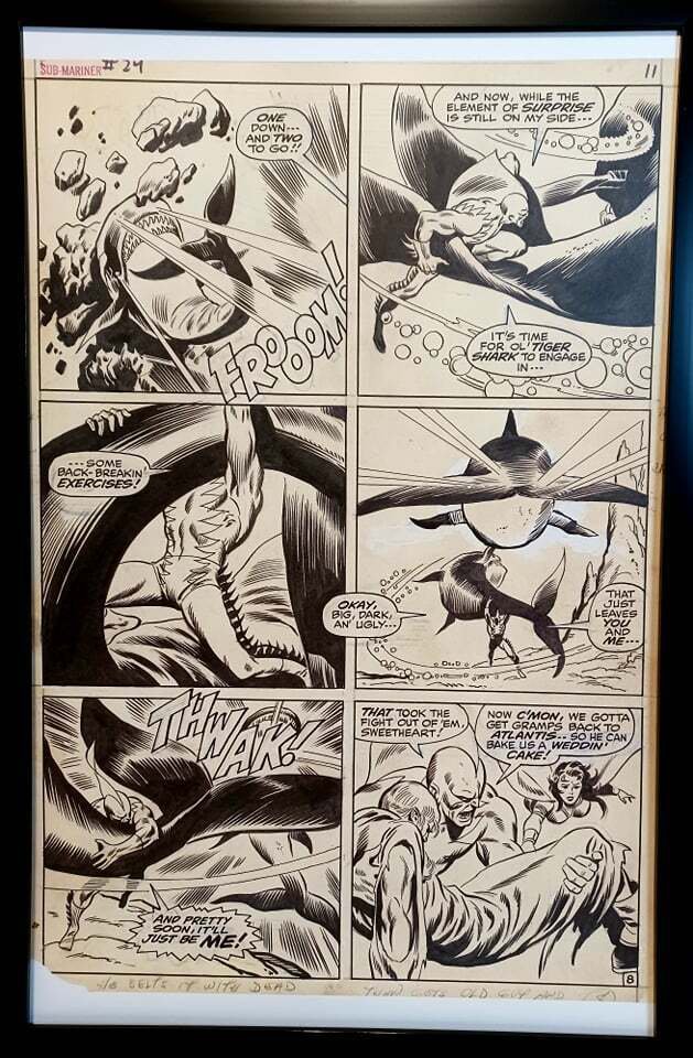 Sub-Mariner #24 pg. 8 by John Buscema 11x17 FRAMED Original Art Print Marvel Com