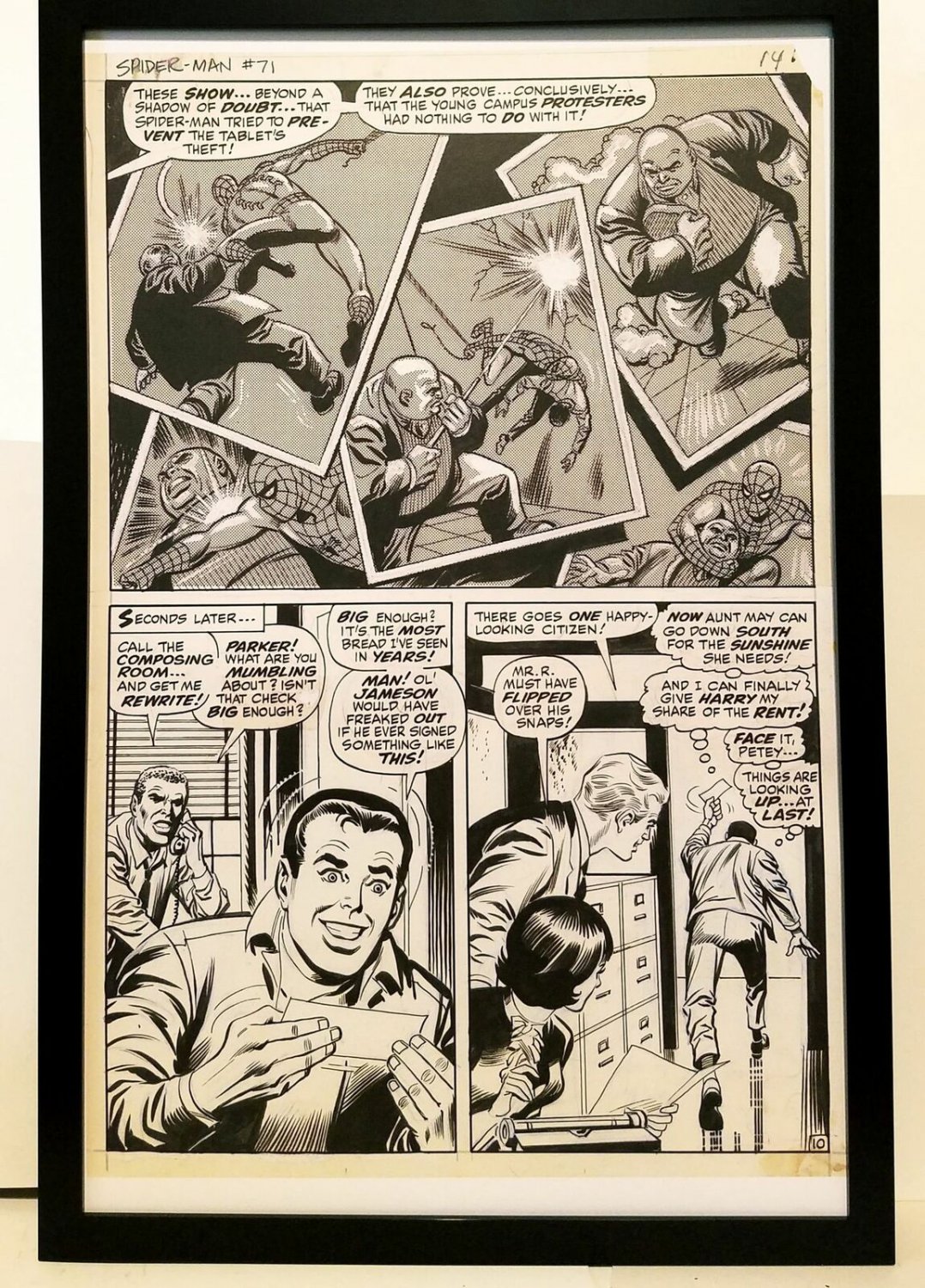 Amazing Spider-Man #71 pg. 10 John Romita 11x17 FRAMED Original Art Print Marvel