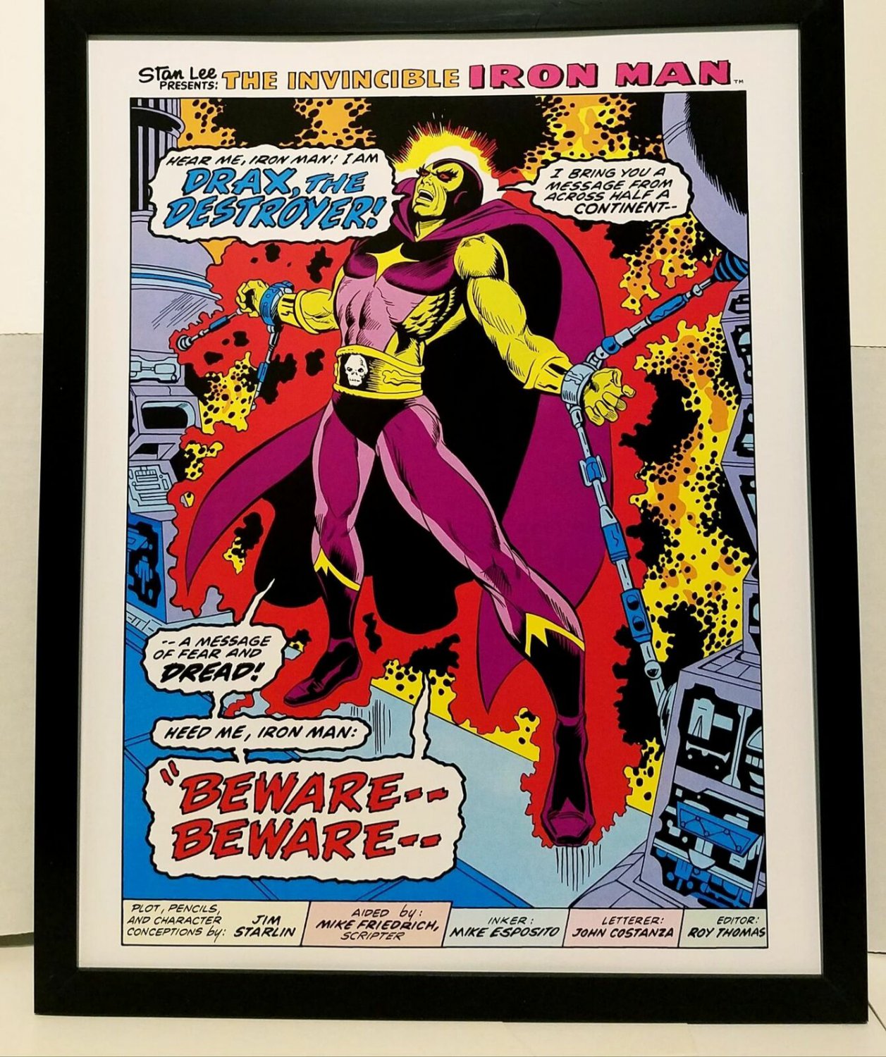 Iron Man #55 pg. 1 Drax by Jim Starlin 11x14 FRAMED Marvel Comics Art Print Post