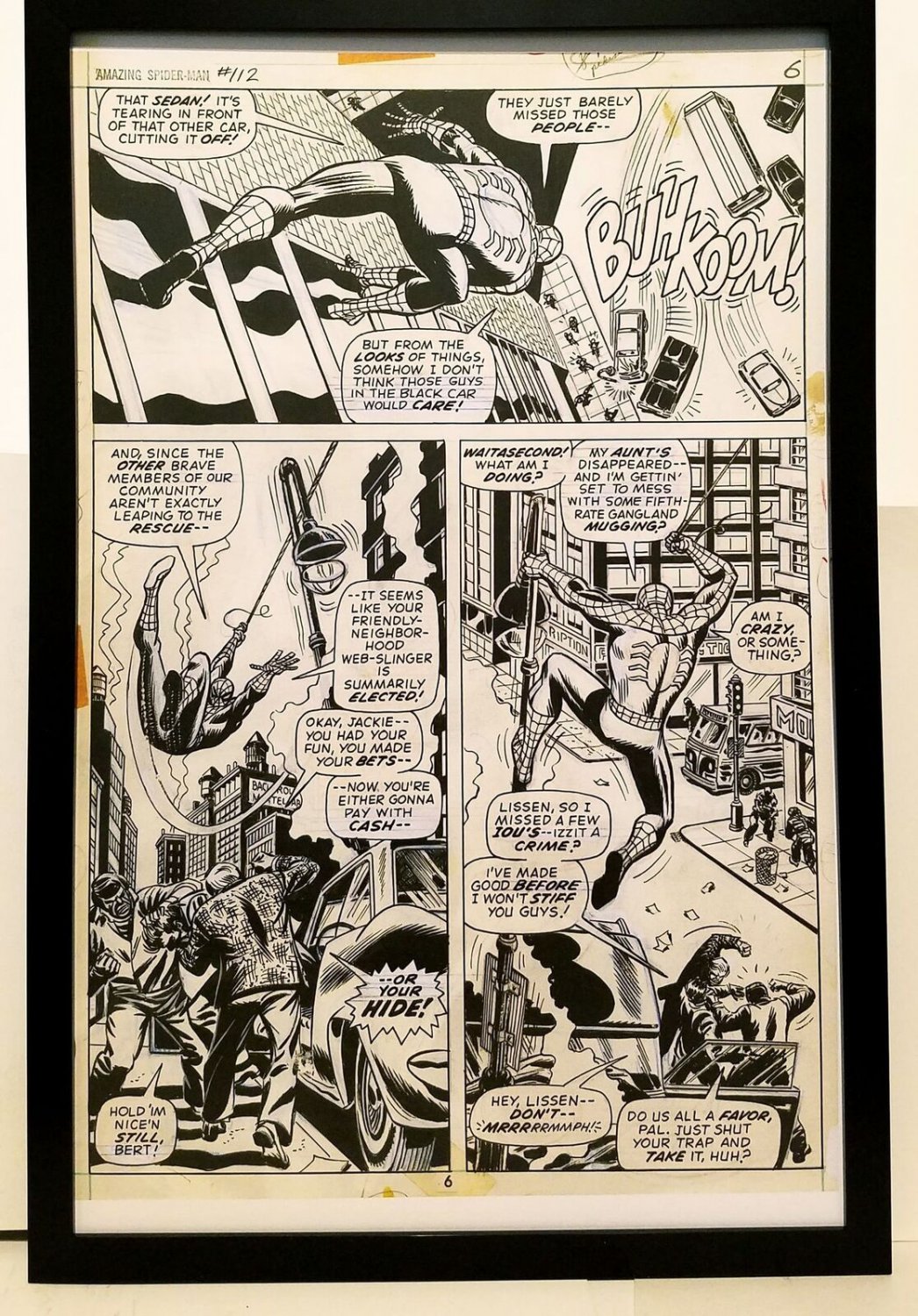 Amazing Spider-Man #112 pg. 6 John Romita 11x17 FRAMED Original Art Poster Marve