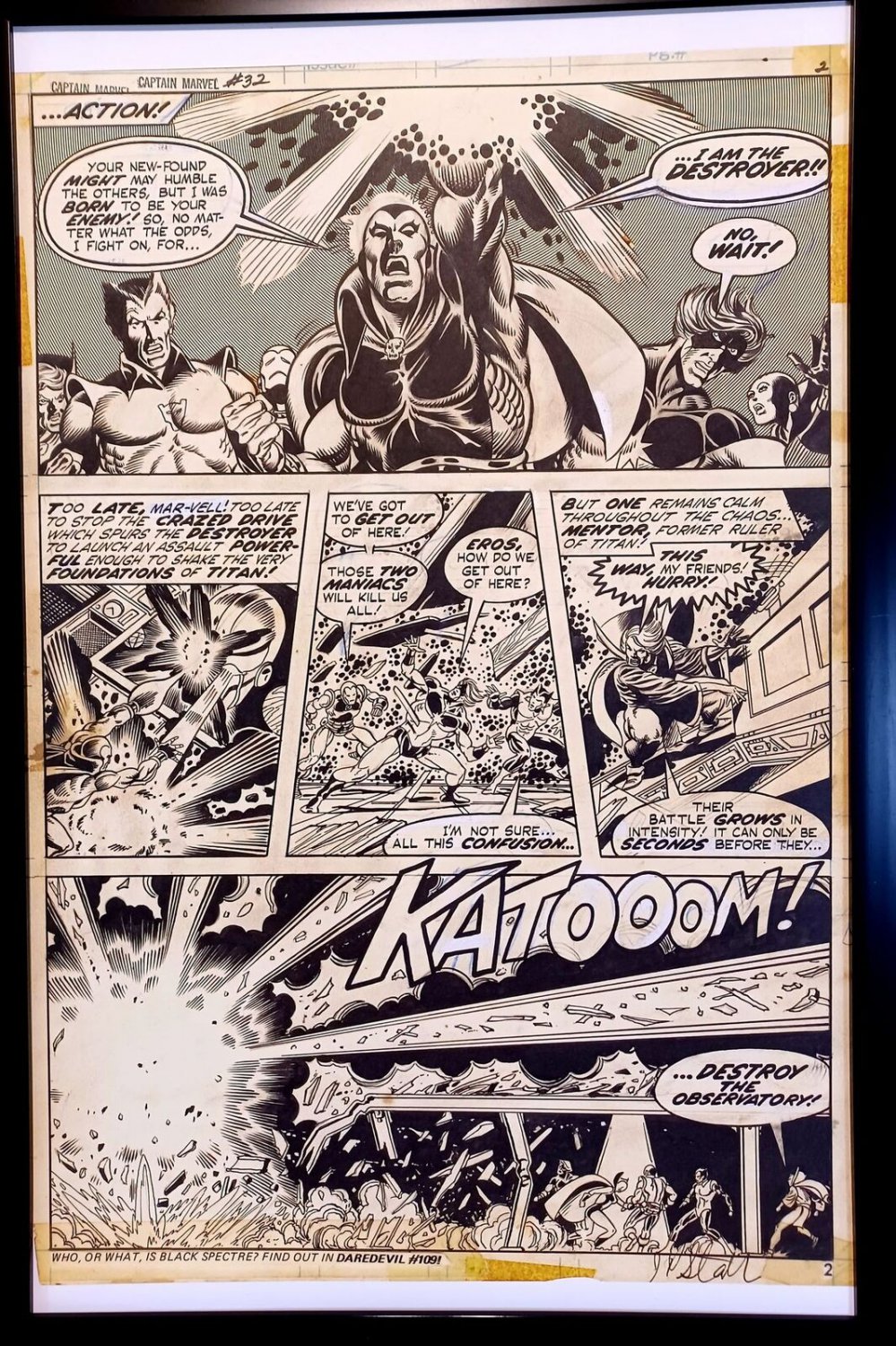 Captain Marvel #32 pg. 2 by Jim Starlin 11x17 FRAMED Original Art Print Comic Po