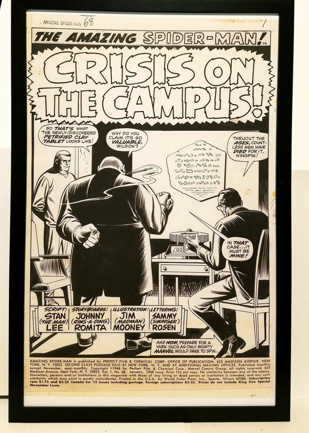 Amazing Spider-Man #68 pg. 1 John Romita 11x17 FRAMED Original Art Print Marvel