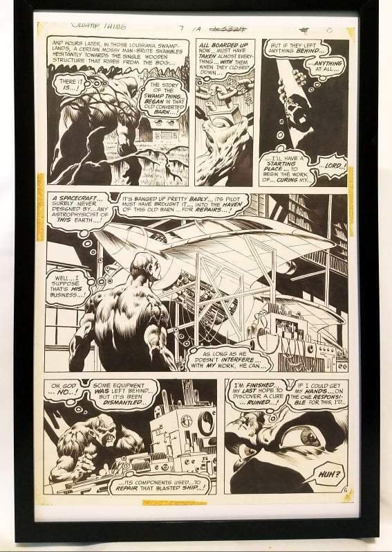 Swamp Thing #9 pg. 6 by Bernie Wrightson 11x17 FRAMED Original Art Poster DC Com