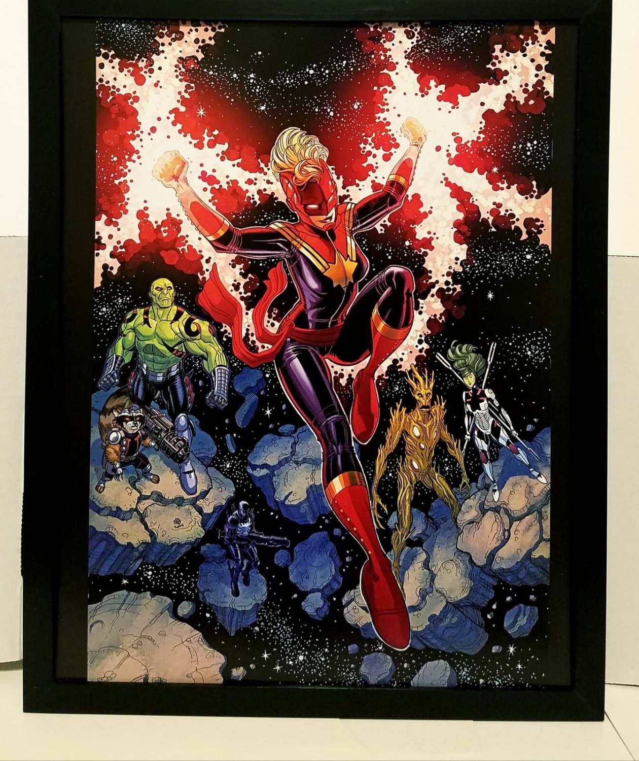 Captain Marvel Guardians by Nick Bradshaw 11x14 FRAMED Marvel Comics Art Print P