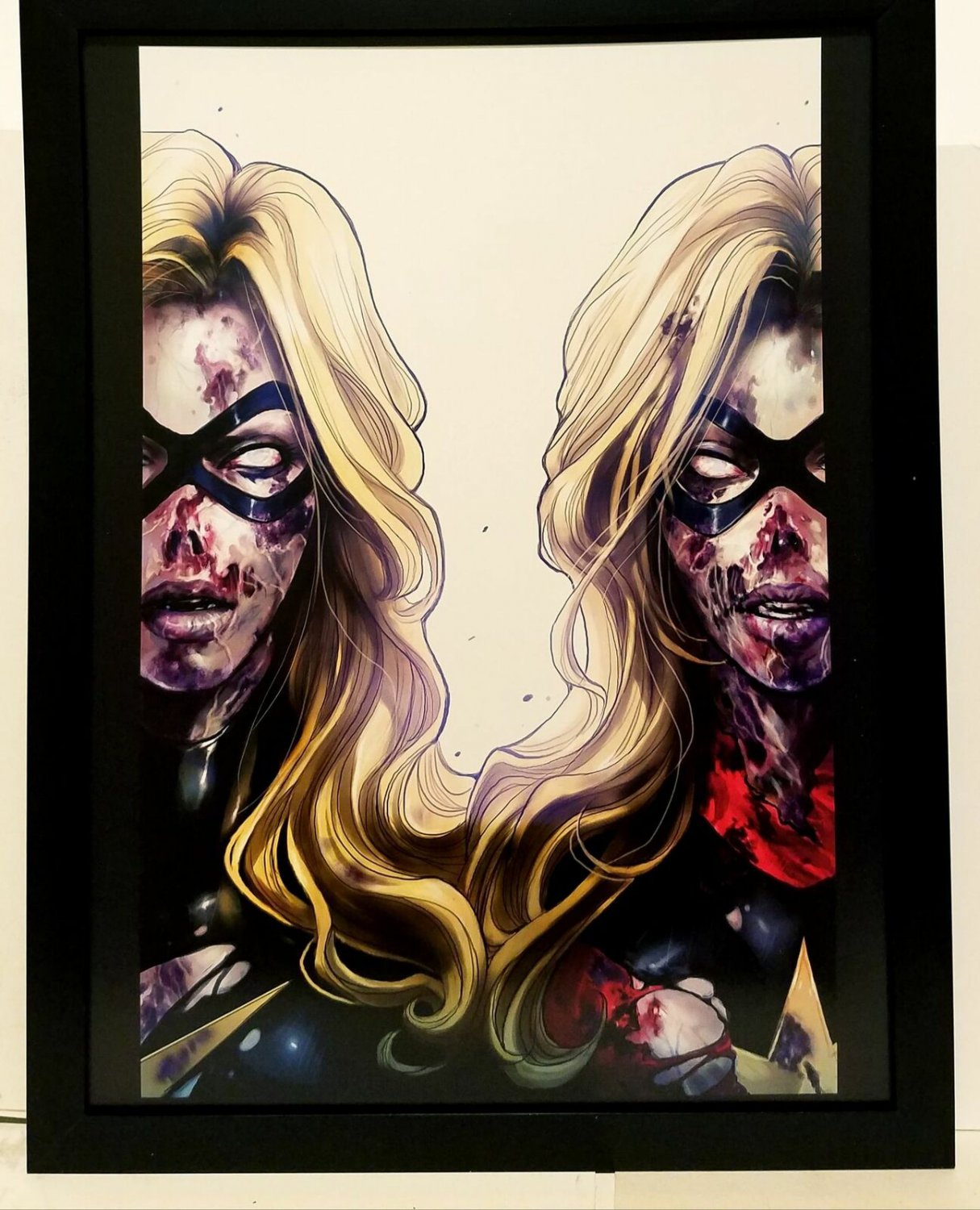 Zombie Ms Captain Marvel by Aaron Lopresti 9x12 FRAMED Art Print Comics Poster