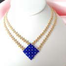 Elegant Crystal and Gold Bead Necklace with Gold Bead Chain