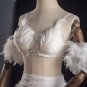 White angel feather suit short skirt performance costume photography costume
