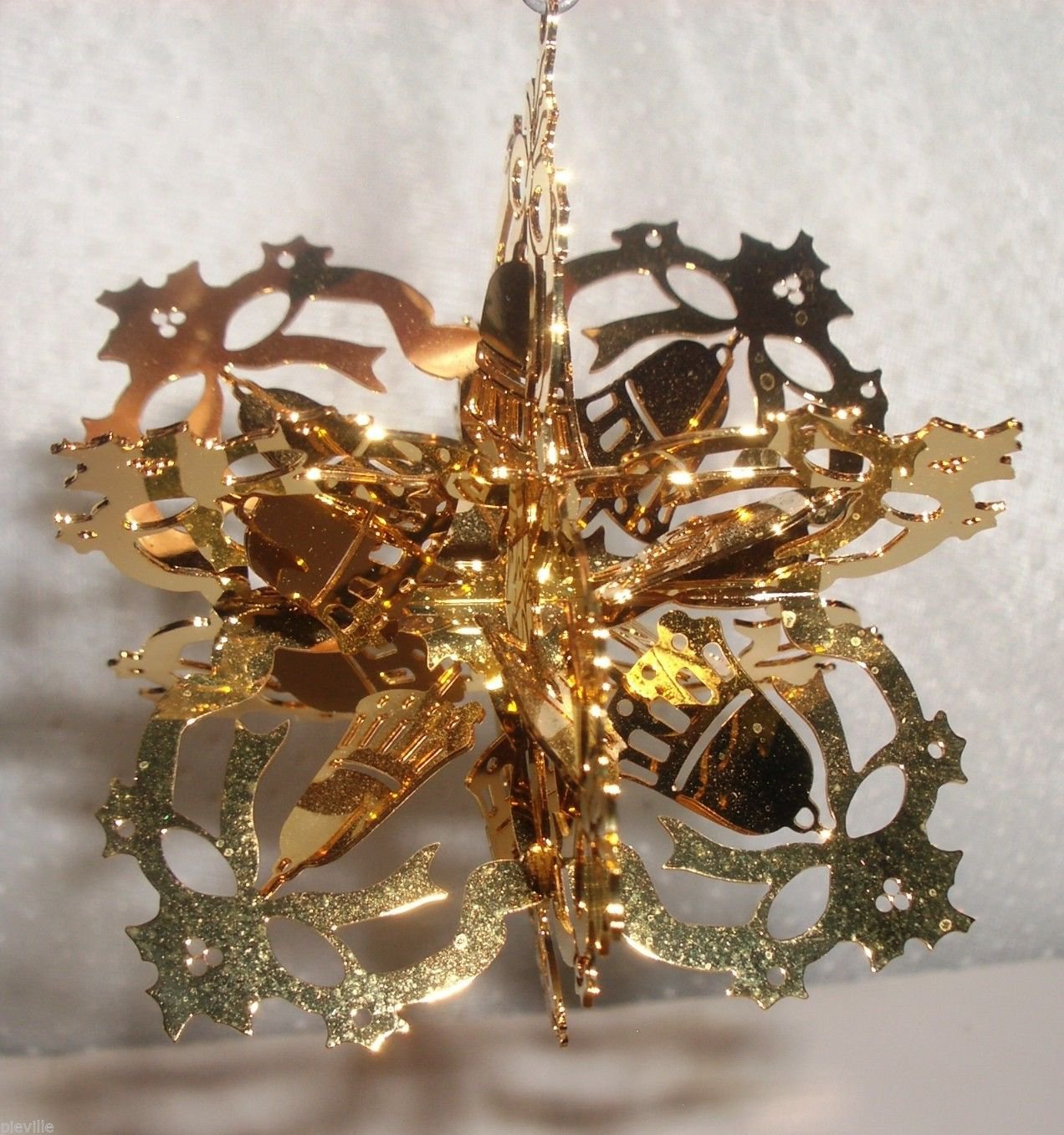 REED & BARTON Lace Poinsettia Christmas Ornament 24 Kt Gold Plated ...