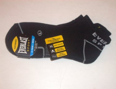 Everlast Sport Socks for Men 2 Pair Pack Black Large Size 6-12 Athletic ...