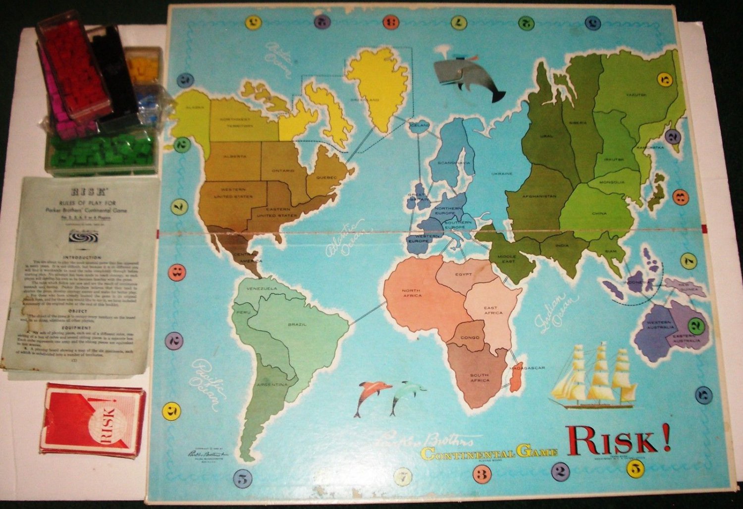 RISK Continental 1959 1st Ed. Classic Reproduction Board Game Parker Bros. Used