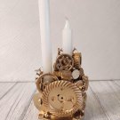 Gold Plated Steampunk Candle Holder - Large Handmade Metal Candleholder for Home Décor