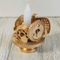 Vintage Steampunk Candle Holder - Handcrafted Metal with Gold Accents