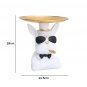 French Bulldog Figurine with Storage - Resin Sculpture Dog Statue with Tray for Coins, Keys