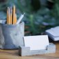 Concrete Business Card Holder - Sleek Desktop Organizer for Office Desk