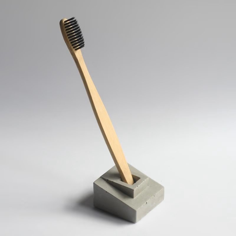Rugged Concrete Toothbrush Holder - Heavy-Duty Bathroom Organizer for Sturdy Storage