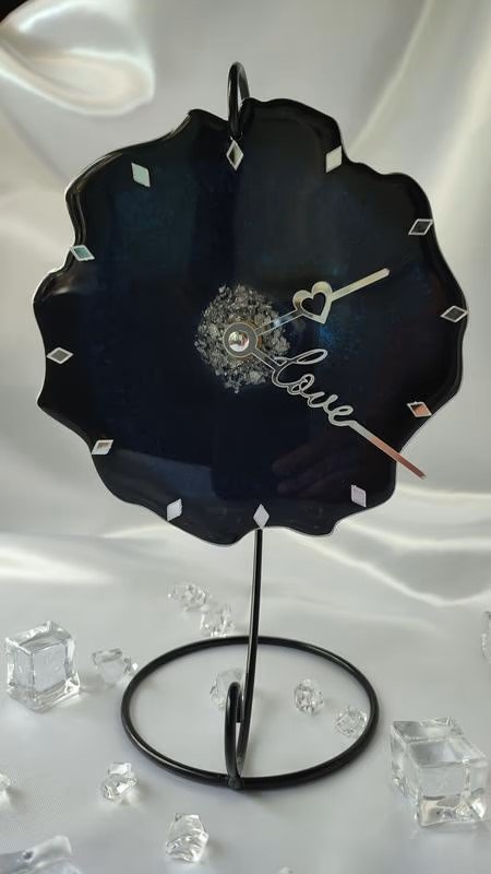 Artisan Epoxy Clock - Unique Handcrafted Resin Table Timepiece