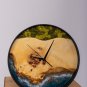 Oceanic Elegance: Loft Clock with Metal Frame, Wood, and Resin