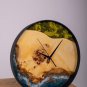 Oceanic Elegance: Loft Clock with Metal Frame, Wood, and Resin
