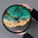 Rustic Loft Wood and Epoxy Wall Clock - Handcrafted Artisan Timepiece