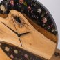 Floral Elegance: Handcrafted Black Wood and Epoxy Wall Clock
