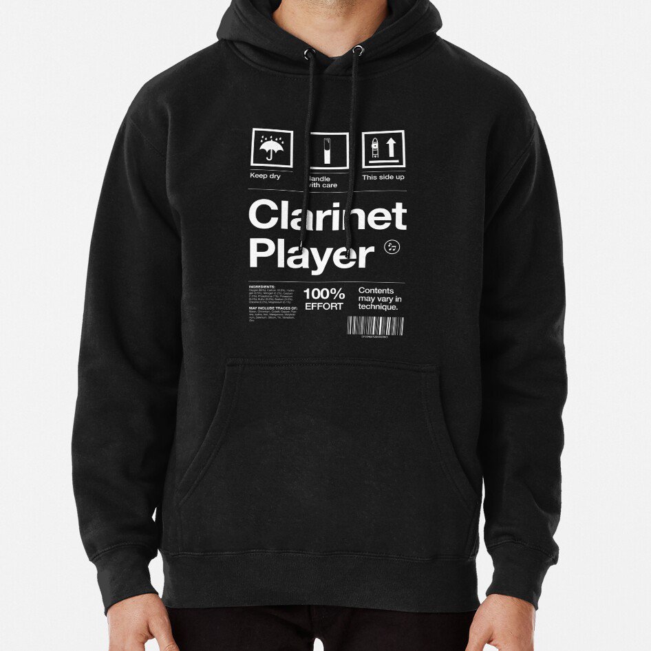 ""Clarinet Player"" Label Classic Hoodie Sweatshirt Longsleeve T-Shirt