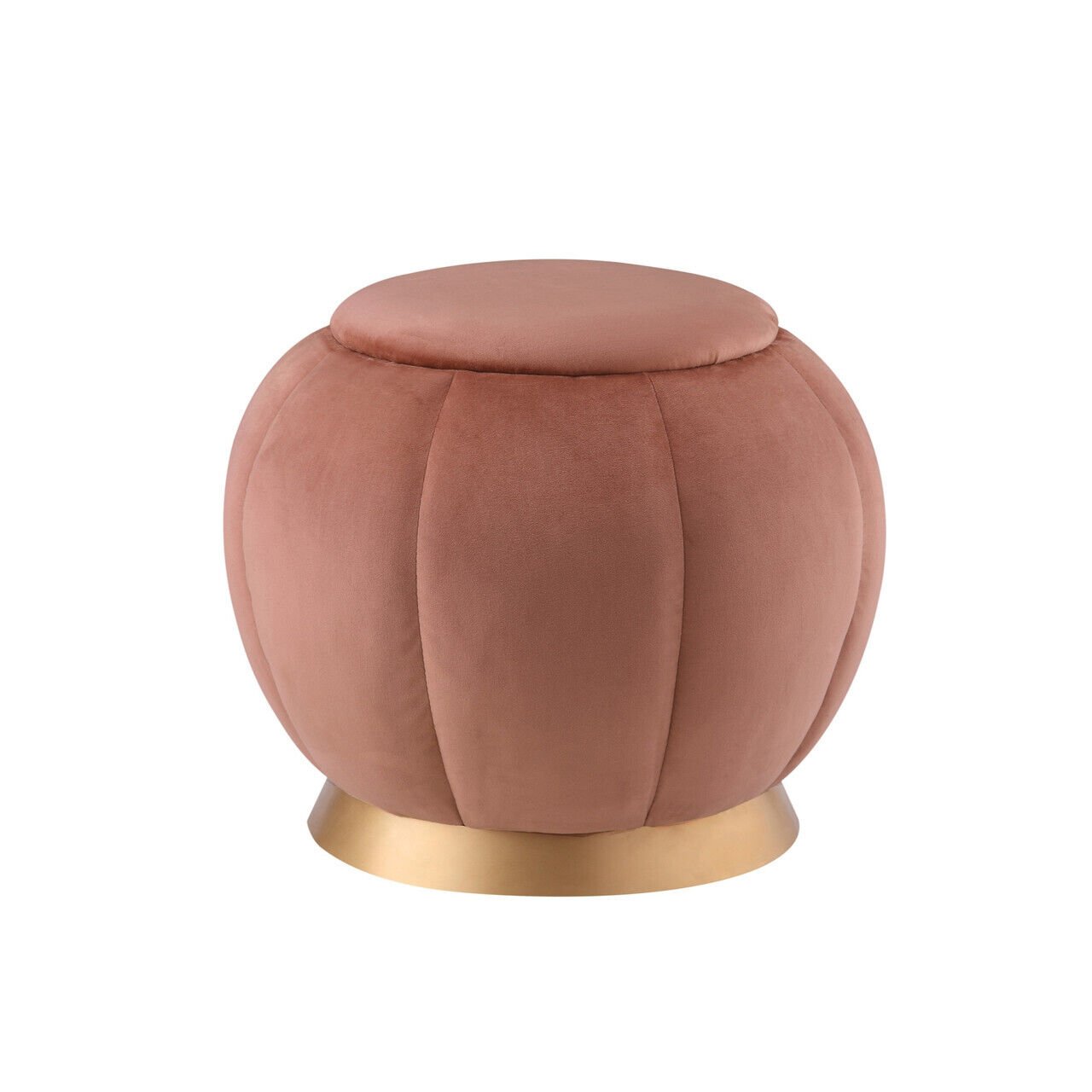 20 Blush Velvet And Gold Round Ottoman