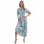 CHILCHID Printed Light Mature Style Style Long Dress with Ruffle Edge Design Sense, Green