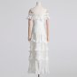 Dress Frilled Lace Spring and Summer New European and American Dress Women's Party,White