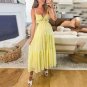 Maxi Dress Casual Solid V Neck Lace Up Suspender Sleeveless Cutout Backless Loose Beach