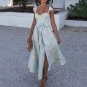 Maxi Dress Summer Elegant Printed Butterfly Sleeve V Neck Nipped Waist Tie Up Slit Backless Slim