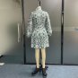 Dress Chic Printed Long Lantern Sleeve Lapel Nipped Waist Office Holiday Dresses