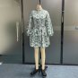Dress Chic Printed Long Lantern Sleeve Lapel Nipped Waist Office Holiday Dresses