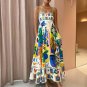 Dress Women High Waist Spaghetti Straps Backless Sexy A-line Ladies Dress Summer Beach Vacation Robe