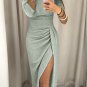 Sleeve Bodycon Evening Party Long Dress Asymmetrical Split Pencil Dresses S M L XL XXL