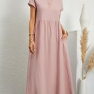 Dress Casual Short Sleeve Cotton and Linen Harajuku Oversized Long Dress Women Summer Y2K Maxi