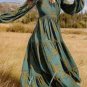 Rayon Print Dress Long Sleeve Slim Fit Big Swing Long Dress Oversized Bridesmaid Dress
