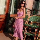trap Floral Tie Dye Print Ruffle Ruched Backless Sleeveless Bodycon Midi Dress