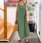 Loose Dress Cotton Linen Pocket Round Neck Sleeveless Dress Women