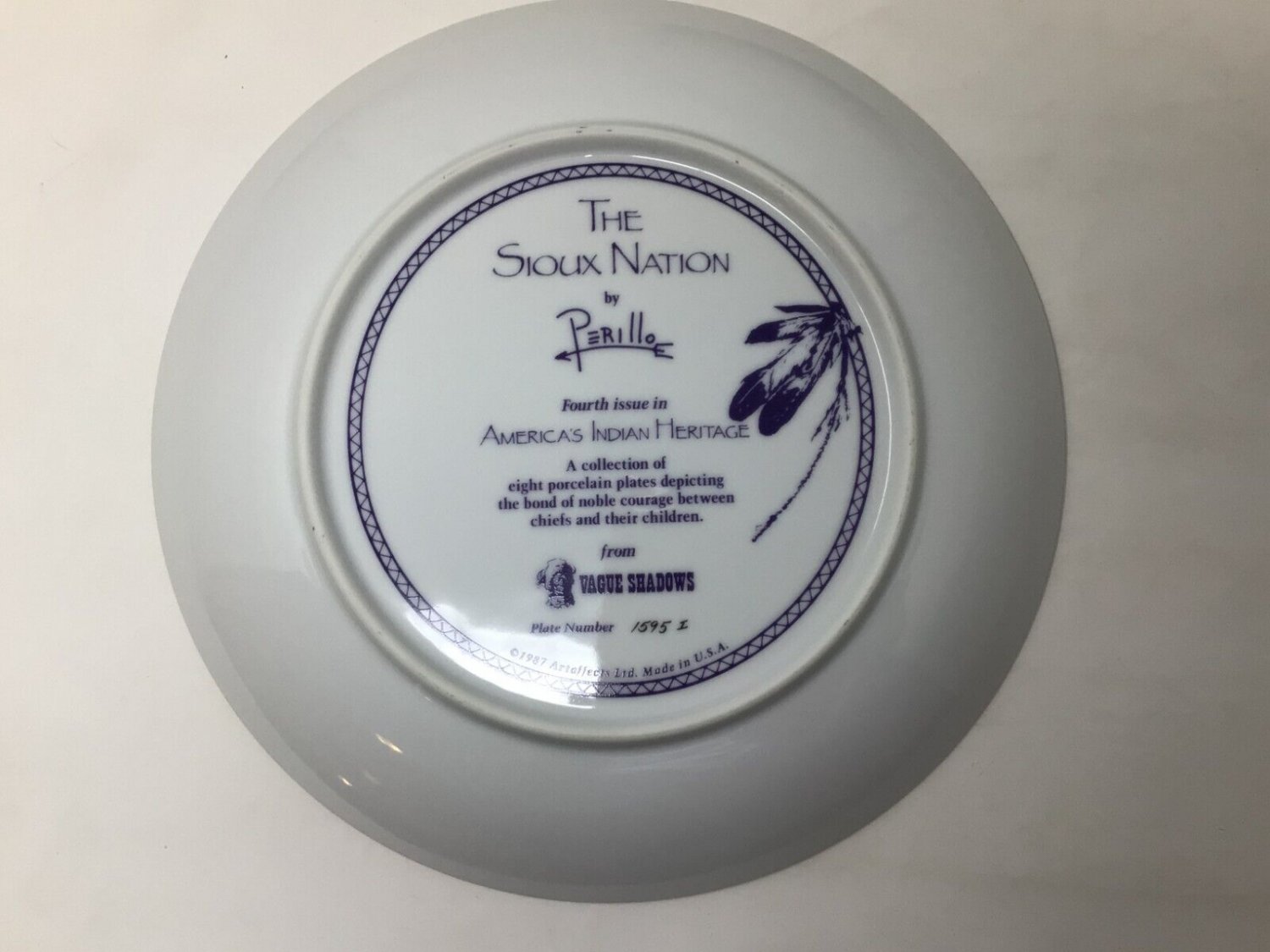 America's Indian Heritage Plates Complete Set 8 by Perillo for Vague