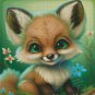 Green Eyed Fox Cross stitch pattern ~ original artwork by Hansuan Fabregas