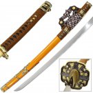 Brown Orange Ceremonial Tachi Katana Through Hardened Samurai Sword (Functional) .
