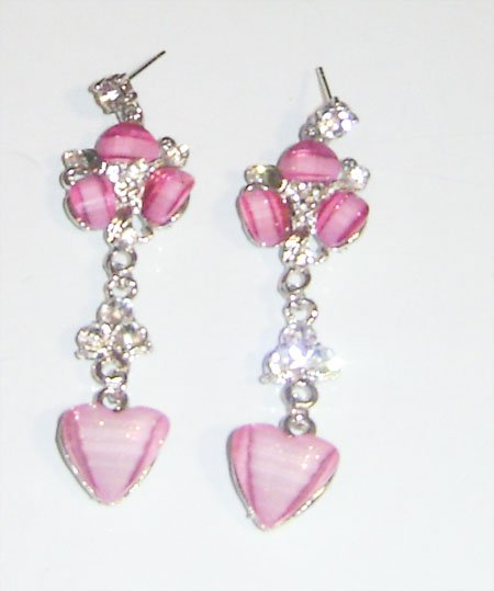 Pink Acrylic Heart Earrings