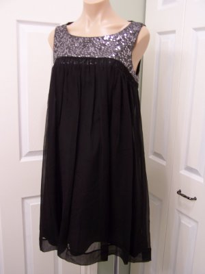 Calvin Klein Black/Silver SILK Mini Dress size 10