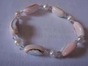 FRESHWATER PEARL BRACELET - Pink/White Stretch