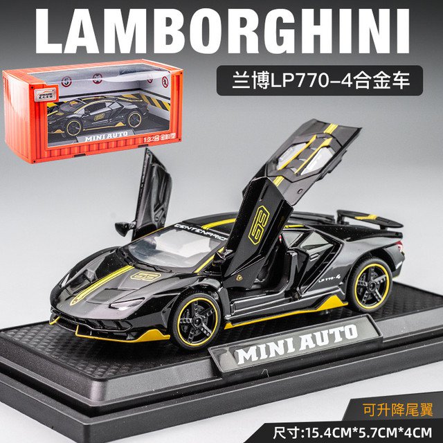 RCY 1:32 alloy sports black car 780 sound and light pull back Lamborghini LP770