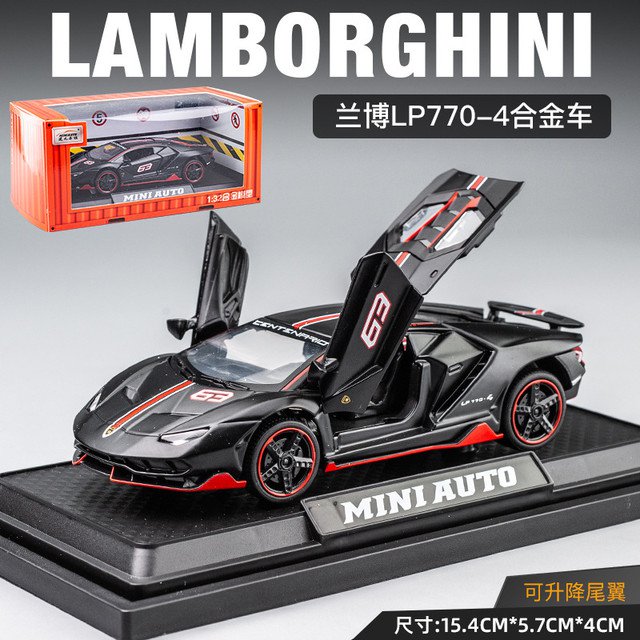 RCY 1:32 alloy sports black1 car 780 sound and light pull back Lamborghini LP770