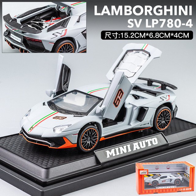 RCY 1:32 alloy sports grey car 780 sound and light pull back Lamborghini LP770