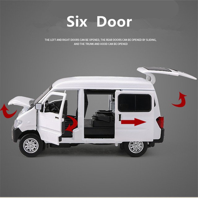 RCY 1:30 Wuling Alloy Transport Passenger Truck white Car Diecast Sound And Light Toy